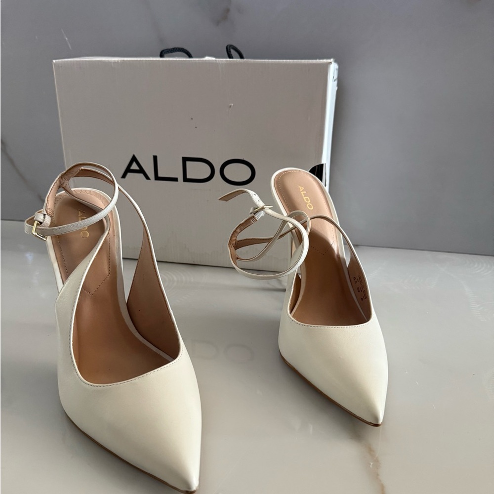 New ALDO Women's White Slingback Heels